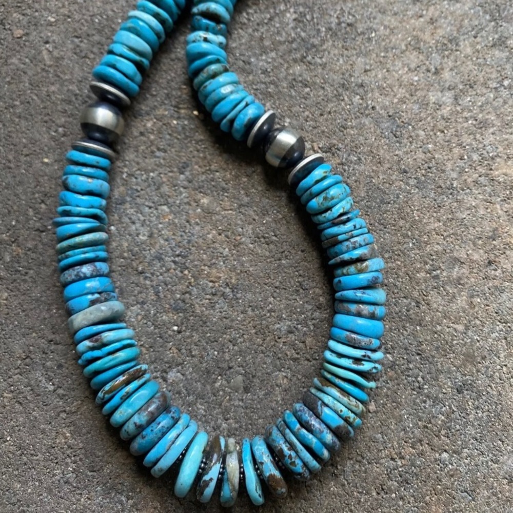Sterlingsilver Graduatedblue Turquoisebeadnecklace - image 3